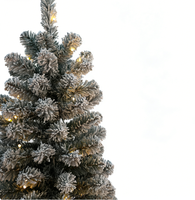 Sapin de Noël artificiel haut et mince de luxe, écologique, de haute qualité, floqué argenté, pré-éclairé, avec support métallique, pour décoration intérieure
