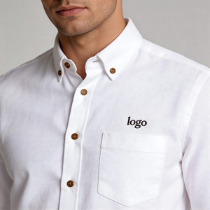 Chemise pour homme sur mesure de qualité supérieure, coupe ajustée, tissu extensible, style boutonné, broderie de logo personnalisée de haute qualité, fabrication OEM - Product Image 3