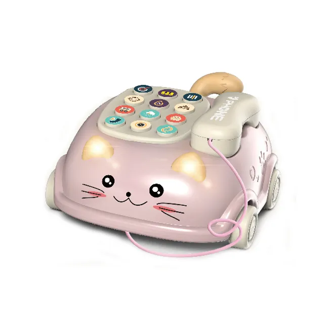 Baby pull phone toys bilingual simulation cat toy telephone early education HC510760