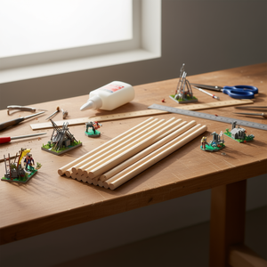 Tiges en bois naturel de 1/2 x 12 pouces, kits d'outils de modélisme pour artisanat et bricolage - Product Image 2