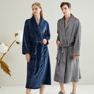 China Factory Polyester Flannel NightWear Super <strong>Men</strong> Soft Solid Adult Hotel Luxury Women Bathrobe Couple <strong>Dressing</strong> <strong>Gown</strong> - Product Image 4