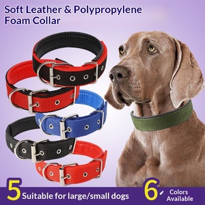 <span class=keywords><strong>Collar</strong></span> para Perro de Cuero Suave con Forro de Espuma de Polipropileno de Color Sólido, Venta al Por Mayor - Product Image 2