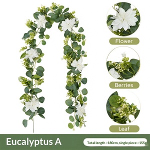 Decoración de Ambiente para Bodas con Mimbre Artificial y Plantas Verdes de Seda, Decoración Ecológica para Mesa, Guirnalda Colgante de Pared - Product Image 6