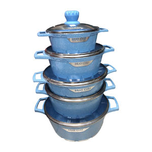 Juego de 10 piezas de cazuela de aluminio fundido, juego de utensilios de cocina antiadherentes de granito - Product Image 1