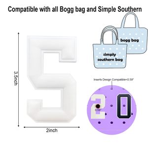 Bogg Bag Number Charms <b>Insert</b> Decorative Letters 0-9 Compatible with Bogg Bag Original All Models for <b>Handbag</b> Beach Tote Bag - Product Image 2