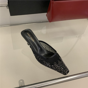 2026 New French Square <b>Toe</b> High <b>Heel</b> Mules Women <b>Closed</b> <b>Toe</b> Half Slippers Elegant Outdoor Slip On Dress Footwear - Product Image 4