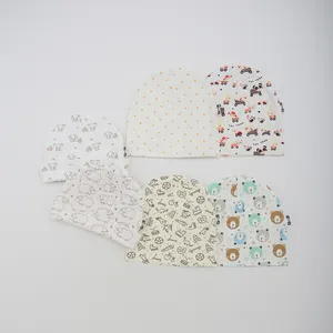 Hot Selling Top Quality Lovely Digital Printing Infant Beanies 100%Cotton Newbron Baby Beanies Hat
