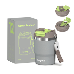 Hong Ling Popular Selling Coffee Cups Custom Logo 18/8 Stainless Steel 12oz Double Wall Insulated Tumbler Factory Direct