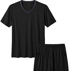 ชุดเสื้อยืดกางเกงขาสั้นฤดูร้อนสำหรับบุรุษผ้าฝ้ายผสมชุดลำลองสองชิ้นระบายอากาศได้ - Product Image 2