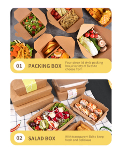 Özel baskı logosu salata çin gıda restoran yeni tasarım Kraft kağıt sekizgen kağıt kapaklı kutu - Product Image 6