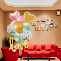 11Pcs Set Buket Balon Cinta Emas dengan Balon Foil "Love" & Balon Konfeti Sage Pink untuk Lamaran Pernikahan & Dekorasi Hari Valentine