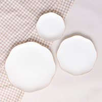 Solhui ensemble de vaisselle occidentale de luxe de Style européen, service de table de haute qualité, bord doré, porcelaine assiettes en céramique
