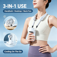 Ventilateur personnel rechargeable 3-en-1 à 5 vitesses avec écran LED, idéal pour l'extérieur, les voyages, le maquillage, le camping et le sport