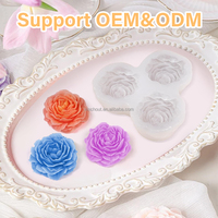 Cetakan lilin Peony untuk pembuatan lilin 3 rongga cetakan silikon bunga untuk kerajinan lilin Tealight plester sabun lilin Epoxy Resin