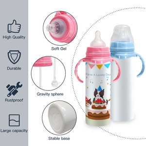 Biberón de Sublimación para Bebé de 240 ml (8 oz), Libre de BPA, con Tetina de Silicona y Asas para Manualidades - Product Image 3