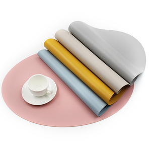 Nordic-style luxury PU leather oval placemat, egg-shaped fish <b>plate</b> <b>mat</b>, oil-proof and environmentally friendly coaster/table - Product Image 1