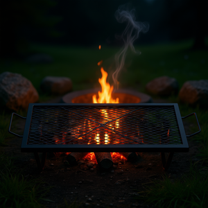 Grille de cuisson rectangulaire en acier X-Marks de 32 pouces, noire, pour foyer, barbecue, accessoire de cuisson portable pour feu de camp avec support de poignée - Product Image 2