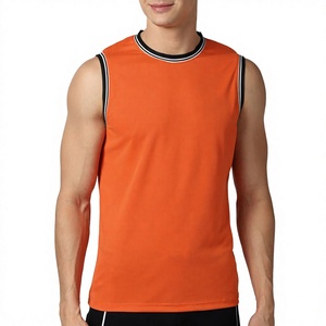 เสื้อกล้ามออกกำลังกายผู้ชายสีส้มแบบกำหนดเอง เสื้อกีฬาแขนกุดสำหรับออกกำลังกาย รับผลิตแบบ OEM ODM ขายส่งเสื้อผ้าฟิตเนส - Product Image 1