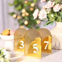 Support de numéro de table en acrylique doré effet miroir, arche cannelée, pour décoration de table de réception de mariage