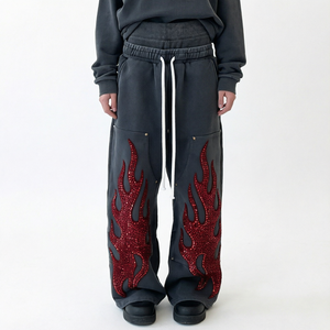 Pantalones Jogger de Algodón 100% para Hombre, Estilo Urbano Personalizado, de Pierna Ancha, Doble Cintura, Holgados y Casuales - Product Image 1