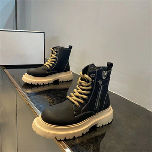 Botas de Trabajo Otoñales para Hombre, Modernas, Cómodas, con Sensación de Nube, Suela Gruesa, Aumento de Altura, Retro, Amarillas, con Cordones, para Goma - Product Image 4
