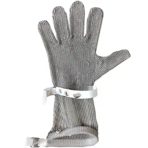 Poultry Slaughterhouse Safety butcher steel gloves with extended 8cm, 15cm, 20 cm sleeve