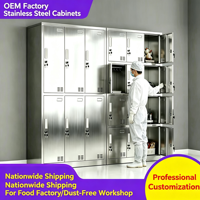 Casier de personnel en acier inoxydable, armoire de vestiaire pour atelier sans poussière, armoire à chaussures multi-portes verrouillable, armoire de rangement pour vaisselle