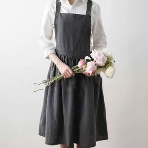 Delantal artístico de algodón puro sin mangas para mujer, con estampado floral, nuevo, antimanchas, para cocina, hogar, ropa de trabajo japonesa, con cintura. - Product Image 3