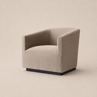 Fauteuil club en velours rembourré, siège de salon individuel avec coussin épais et dossier incurvé, mobilier de salon pour la maison