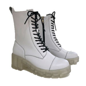 Botas blancas para mujer con plataforma de cuero negro, botines de combate,  estilo gótico, Punk, temporada otoño, 2020 - AliExpress Calzado