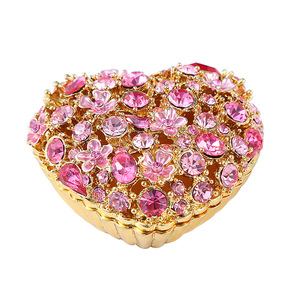Оптовая продажа: розовая шкатулка в форме сердца с камнями для свадебных подарков, металлические украшения в форме сердца - Product Image 5