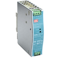 Mean Well Alimentation à découpage pour contrôle industriel EDR-75-12 12V 24V 48V 6.3A Rail DIN pour système de contrôle industriel