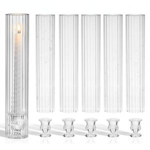High-End Hotel Security <b>Candle</b> Holder Windproof Glass Vertical Pattern Decorative Bracket Transparent <b>Candle</b> Jars Lanterns - Product Image 1