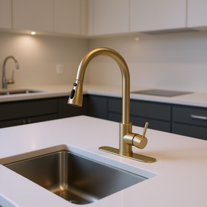 Robinet de cuisine extractible en alliage de zinc à poignée unique pour évier de cuisine - Product Image 2