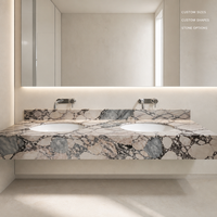 Lavabo en marbre blanc naturel Elephant |   Revêtement gris poli veiné avec protection anti-éclaboussures, adapté aux salles de bain, aux hôtels et aux villas.