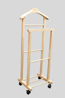 Porte-vêtements vertical JB en bois massif sur roulettes – Support de rangement pour costumes