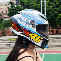 Casque de moto modulaire intelligent à double visière, casque intégral aérodynamique avec grand spoiler arrière