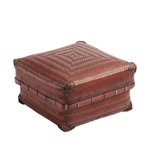 Folk handicraft: Retro Chinese-style <b>bamboo</b> woven storage box, household storage box, tea ceremony utensils storage. - Product Image 5