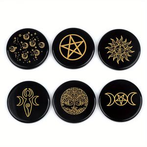 Vente en gros de plaques rondes de cristal naturel de haute qualité en obsidienne et en quartz rose, pour la guérison, l'artisanat, les cadeaux et la décoration - Product Image 5