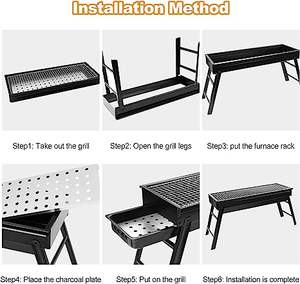 Ensemble <span class=keywords><strong>Barbecue</strong></span> Portable d'Extérieur Ignifuge en Acier à Charbon, Design Pliable en Fer pour Camping, Fêtes, Alimentation <span class=keywords><strong>Gaz</strong></span>, Emballage <span class=keywords><strong>Valise</strong></span> - Product Image 3