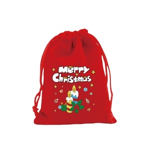 Sac à cordon en velours avec logo personnalisé, vente en gros, sacs cadeaux écologiques pour Noël, sacs à cordon pour bonbons, sacs de Père Noël - Product Image 1