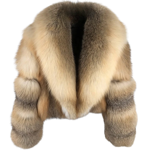 Elegante Cappotto Corto da <span class=keywords><strong>Donna</strong></span> in Vera Pelliccia di Volpe Dorata, Caldo per l'Inverno, con Ampio Risvolto, <span class=keywords><strong>Giacca</strong></span> in <span class=keywords><strong>Peluche</strong></span> 100% Autentica - Product Image 4