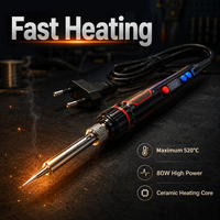 Fer à souder numérique 80W à température réglable 300-520 ° Outil de réparation électronique à noyau céramique à chauffage rapide avec prise EU
