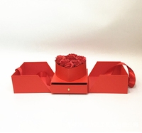 Quantité minimale de commande bas Saint Valentin carré carton fleur boîte boîte cadeau boîte d'emballage avec ruban et tiroir ouvert au milieu