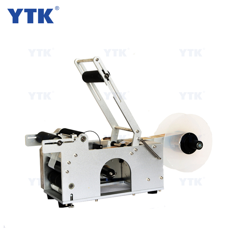 YTK-50 semi automatic electric cosmetic bottle label printing machine plastic wine tin can round bottle labeling machine