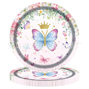 Spring Butterfly Themed Party Tableware Set Disposable Paper Plates Cups Napkins Cutlery <b>Tablecloth</b> for Children's Birthday - Product Image 3