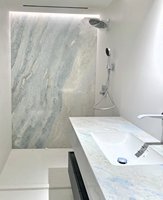 Marbre bleu et blanc naturel moderne, texture cristalline dégradée bleu-blanc, imperméable pour villa, salon, cuisine/extérieur