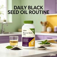 Huile de Nigelle Noire Non-OGM Pressée à Froid, Acides Gras Oméga, 60 Gélules Molles, Complément OEM pour le Soutien Immunitaire et Digestif