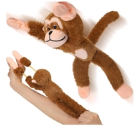 Usine logo personnalisé singe criant fronde volante impression en peluche singe mouche jouet avec son