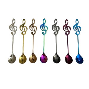 Cuillère à notes musicales en acier inoxydable 304, sans danger pour les aliments, pour la crème glacée, le mélange de desserts, couleur unie, lavage à la main uniquement - Product Image 5